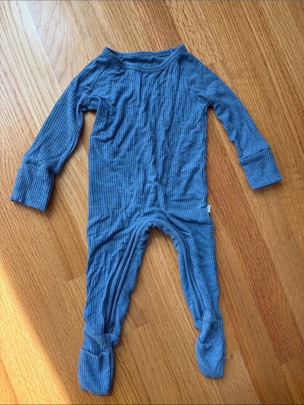 Little Sleepies Blue Ribbed Crescent Zippy